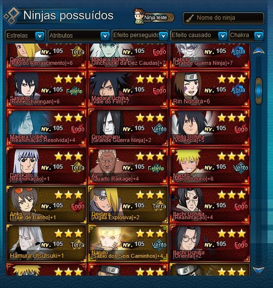 Conta naruto online com metas
