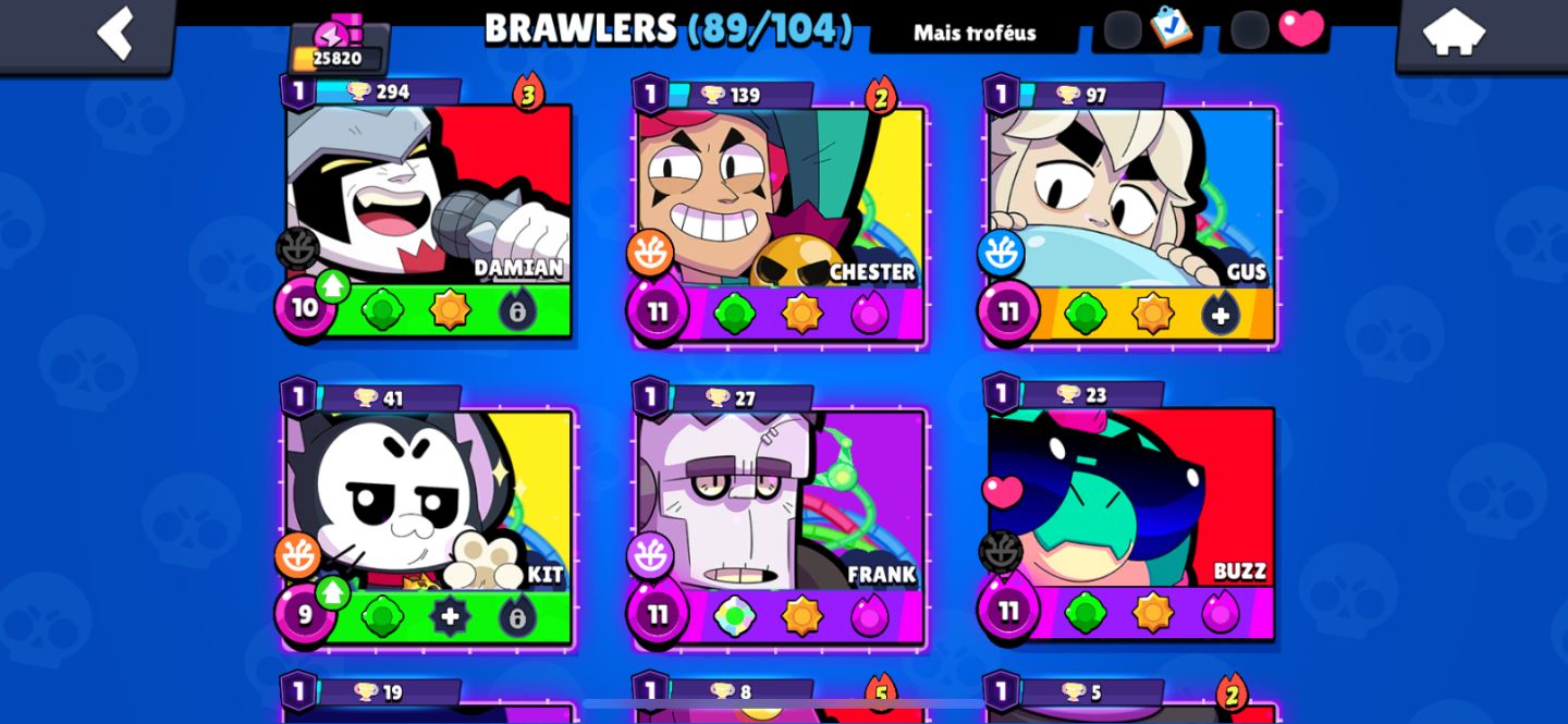 CONTA BRAWL STARS 25K TROFÉUS | 89 BRAWLERS | 300+ GEMAS | 11+ NVL 11