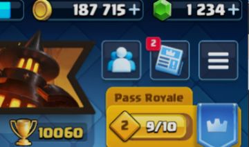 CLASH ROYALE CONTA 10K DE TROFEU MAXIMO 14000 200K OURO 1200 GEMAS