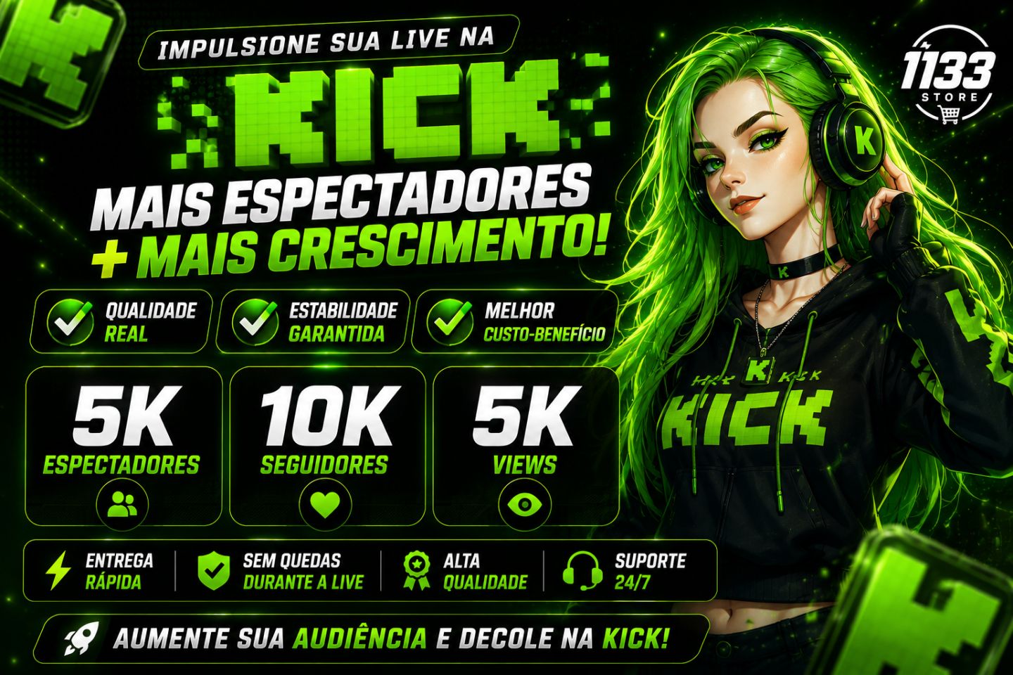 [MENOR PREÇO] KICK | ESPECTADORES AO VIVO | SEGUIDORES | VIEWS | ALTA QUALIDADE