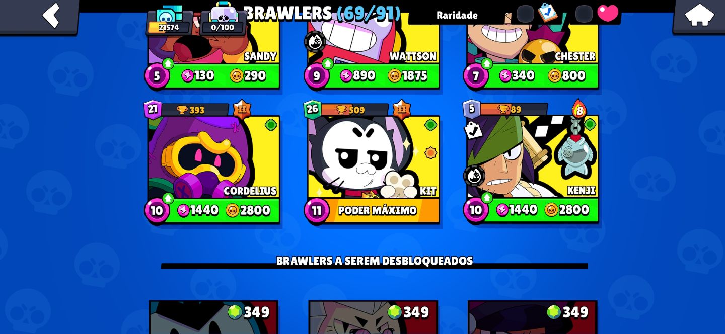 CONTA BRAWL STARS 21k 69 BRAWLERS ANO 1
