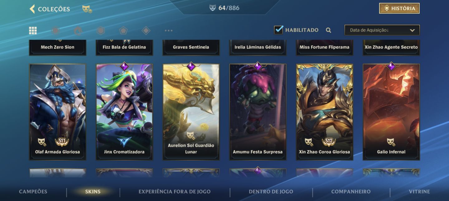 Conta de WildRift 64 skins preço mais baixo