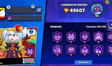CONTA BRAWL STARS 49K TROFÉUS | 106/106 BRAWLERS | 45 NO PODER 11 | 42 PRESTÍGIO