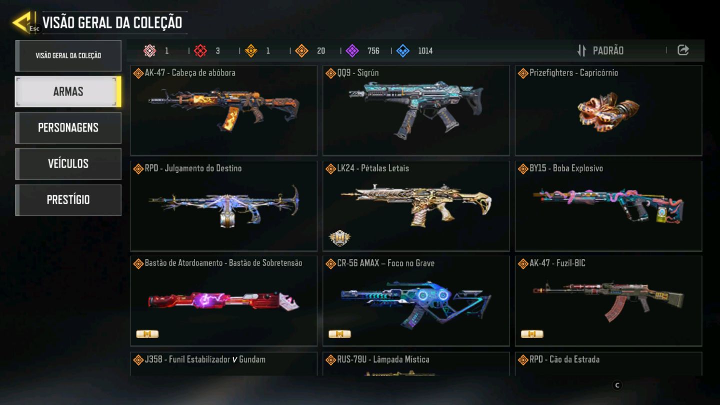 COM CALL OF DUTY MOBILE CO VÁRIAS MITICAS E LENDÁRIAS