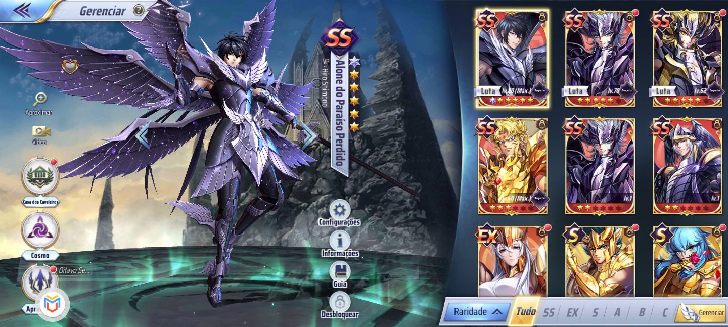 Conta A149 LV43 com Alone PP, Apolo, Seraphina, Thanatos, Hypnos e Oneiros!
