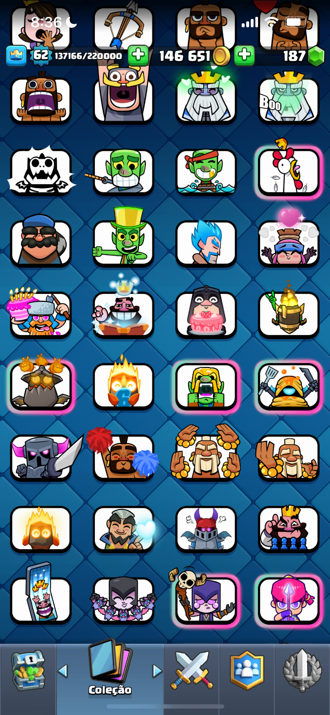 Conta CLASH ROYALE MAIOR CAMPEAO VARIOS EMOJIS RAROS E 8 ANOS DE CONTA