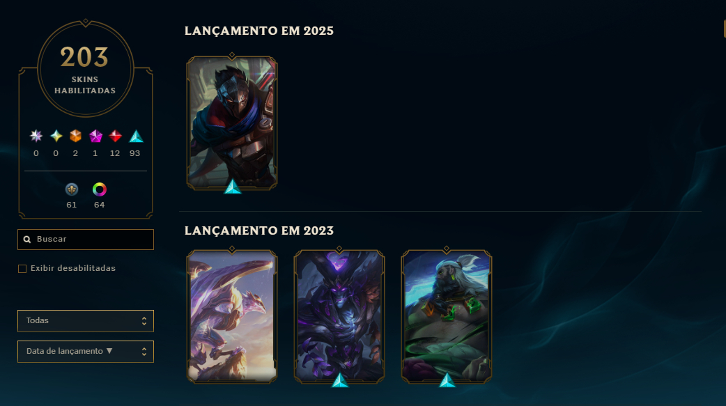 Conta League of Legends - 100% alterável - Rammus Rei, Kayle Juíza etc