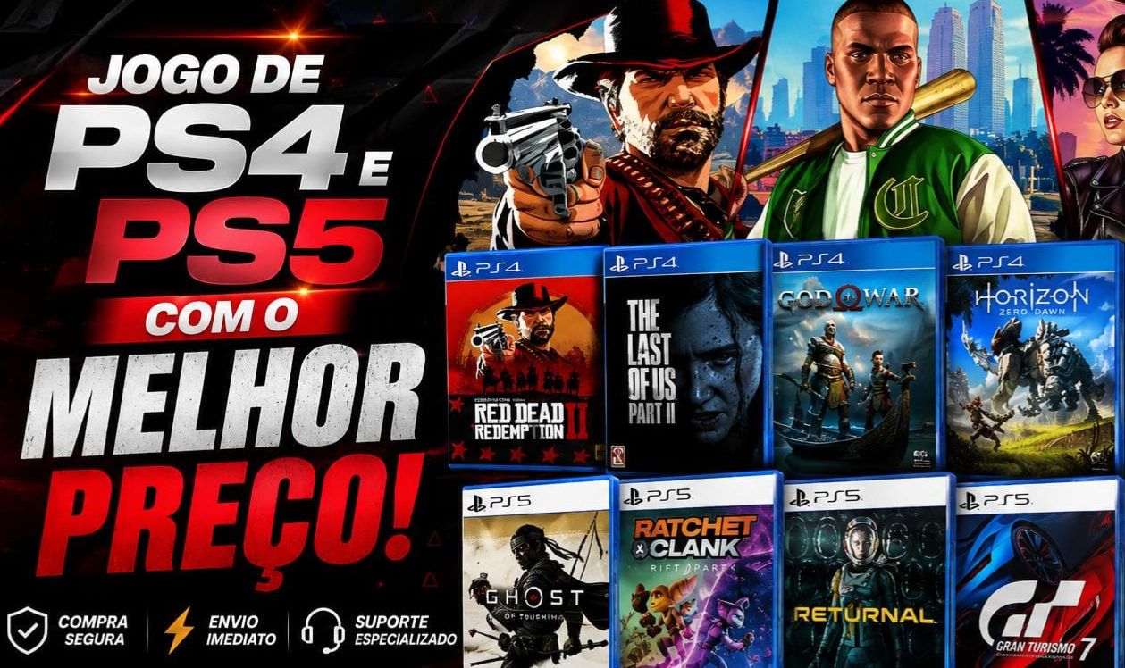 Jogos de PS4 e PS5 em Mídia Digital Promoção