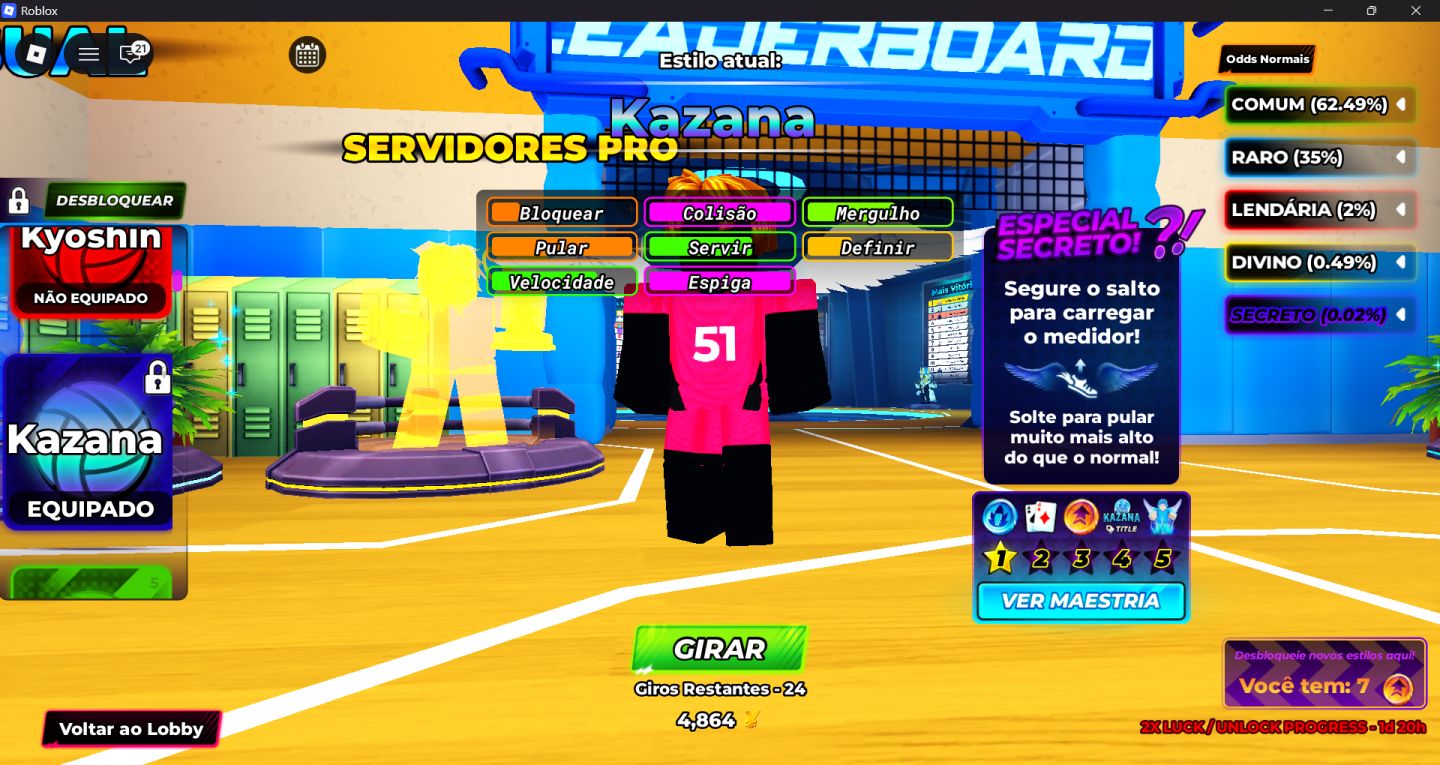 CONTA TOP VOLLEYBALL LEGENDS LVL 38 | TSH + KAZANA + SANJU + PUXO MAGNÉTICO