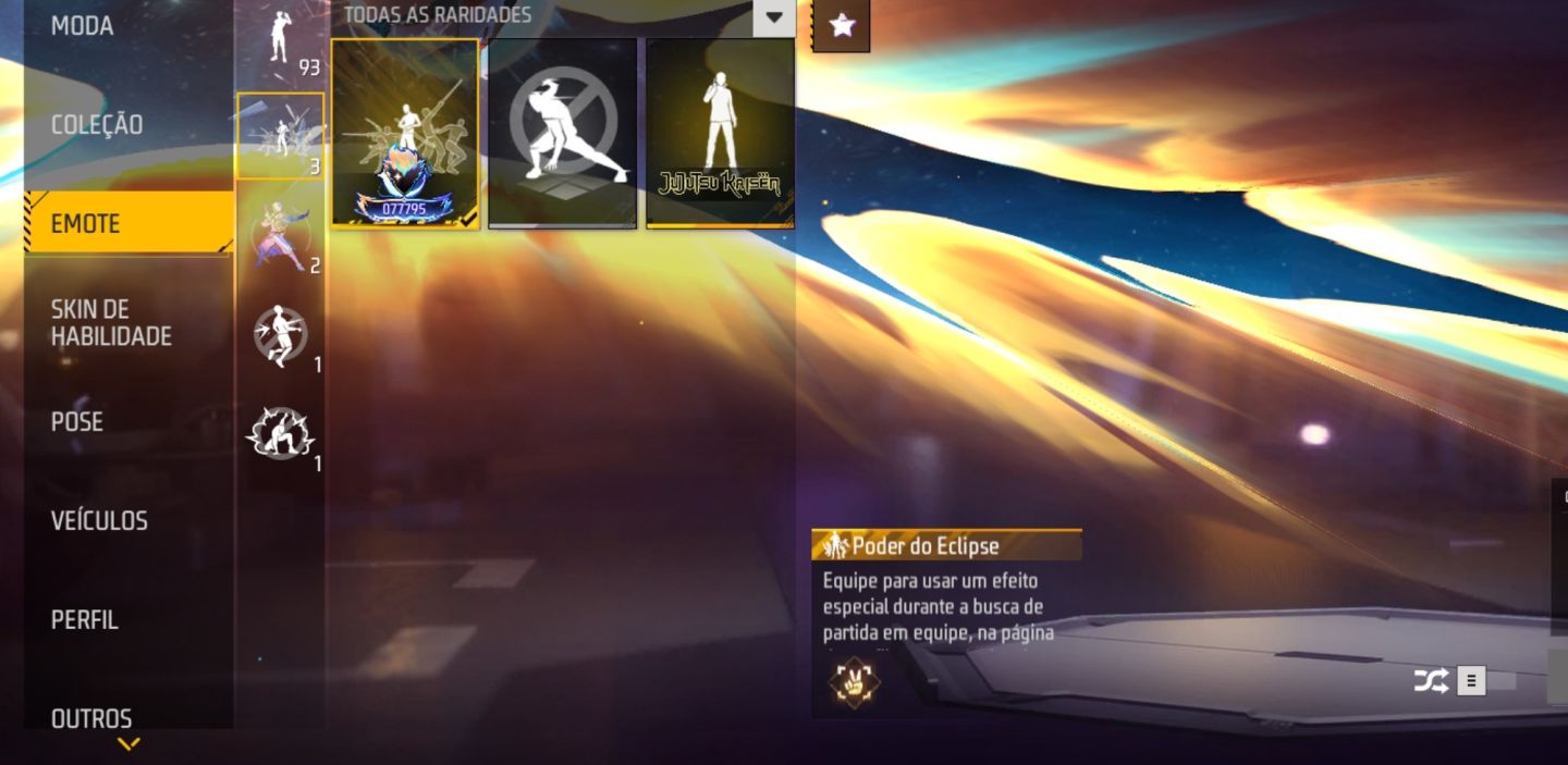 CONTA GEMADA COMPLETA FF | DINO ANJO + SOMBRA ROXA + SOMBRA MARINHA + 2 PUNHOS