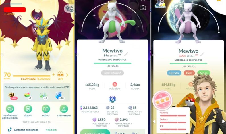CONTA POKEMON GO LEVEL 70 | 182 LENDARIO | 152 BRILHANTE | 3 MEWTWO SHINY FUNDO