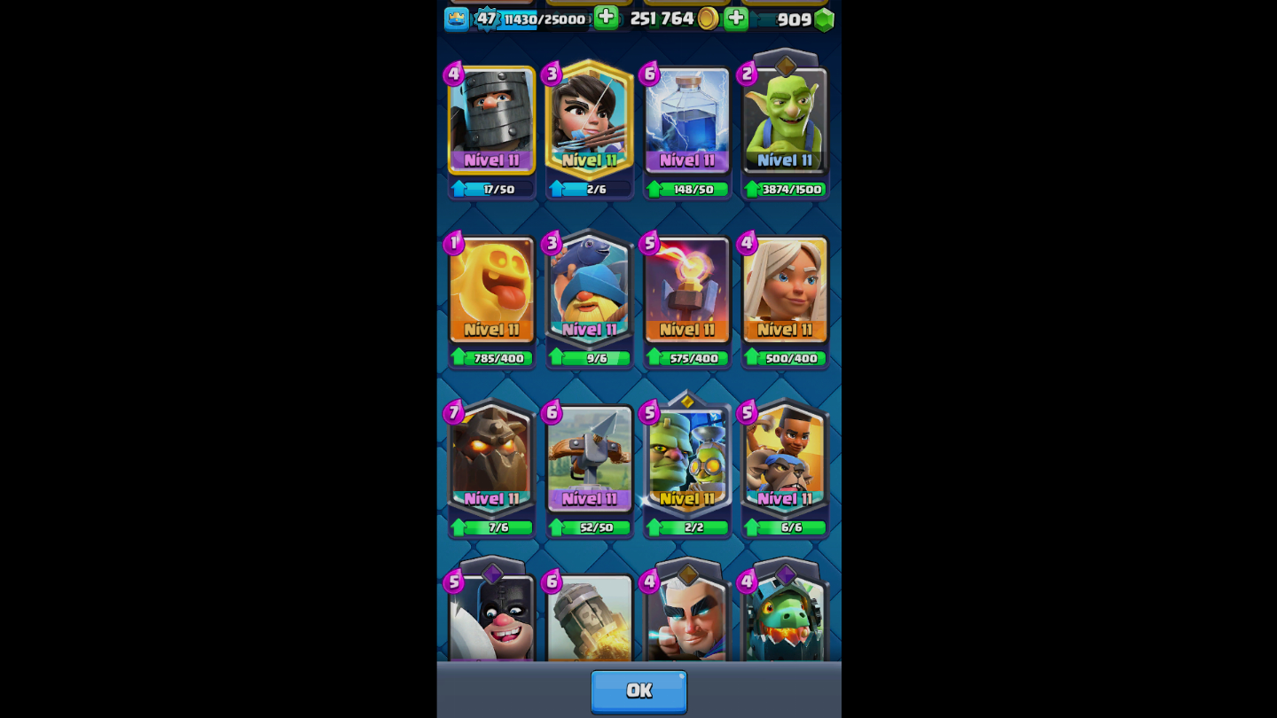 Conta de clash royale com 10k de trofeus muito boa e valor negociavel só vem!!!!