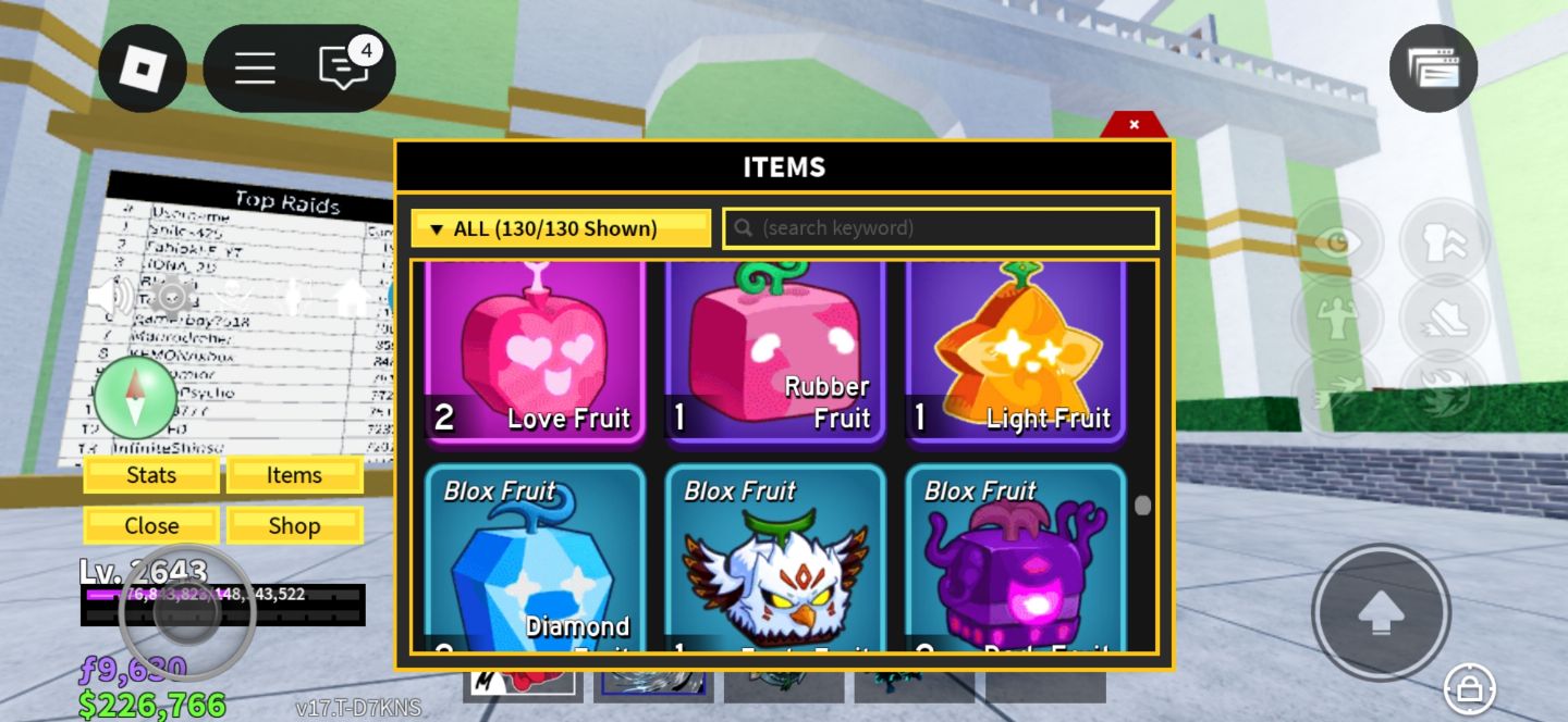 Conta blox fruits com a control yoru cdk raças v4 várias gamepass e fruta