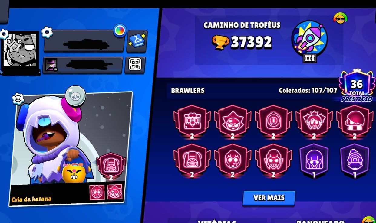 CONTA BRAWL 107 BRAWLERS E +35K Troféus