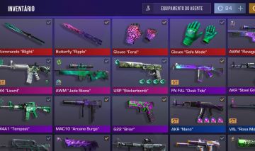 CONTA DE STANDOFF COM 2 FACA E LUVA INV ROXO TR VERDE CT LVL 78 PREÇO NEGOCIÁVEL