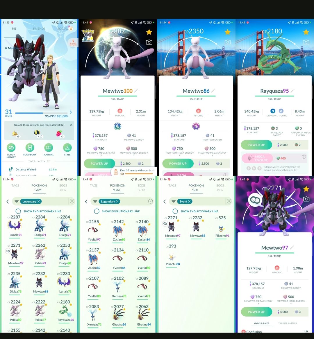 Pokémon Go LVL 31 | Mewtwo Armored | Mewtwo 100% BG | 39 Lendários | H002