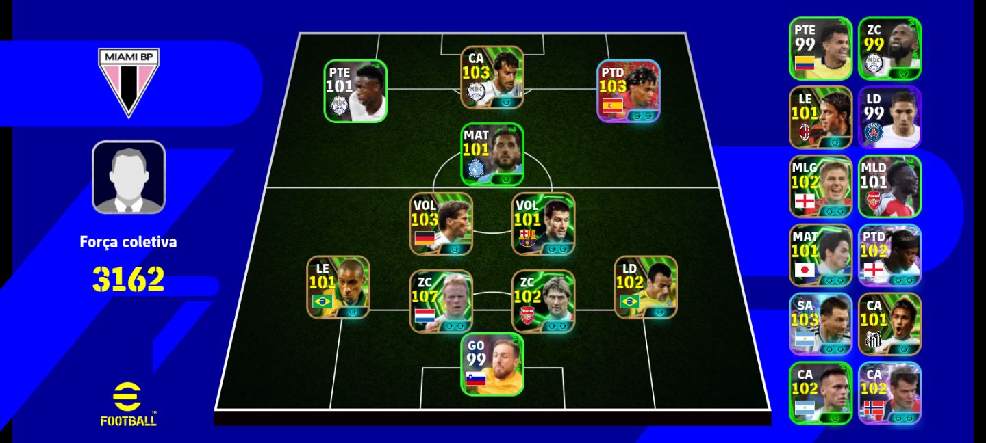 CONTA eFOOTBALL | ELENCO 3162 | ZC 107 | VÁRIOS 100+