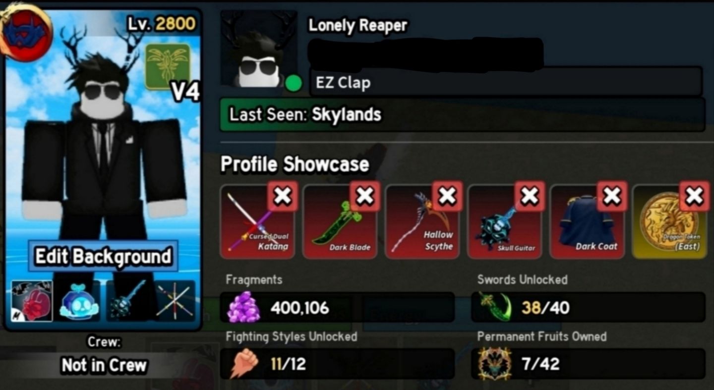 [8 PERMS] Dragon Token + 39M Beli + 400K Fragmentos + 11M Bounty + Dark Blade V2