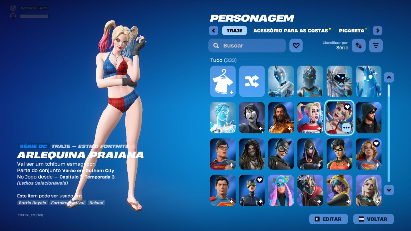 Conta fortnite competitivo, skins cleans, emote raro, picaretas cleans 300+ skin