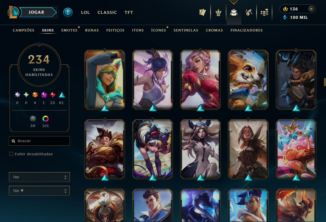 LOL 2014 | D1 75 PDL | EX-MESTRE | 234 SKINS | 4 ULTIMATE | 23 LENDÁRIAS