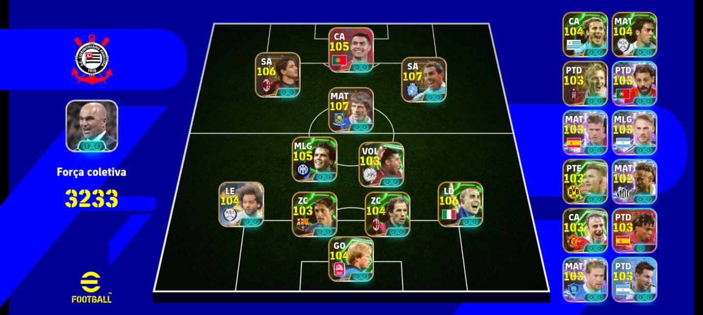 CONTA EFOOTBALL COM TEVEZ 30 ANOS, MATTHAUS,PATO , RAUL, ZOLA,MARCELO, CANAVARO