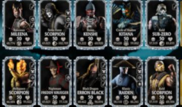 Conta de Mortal Kombat mobile diversos personagens diamante