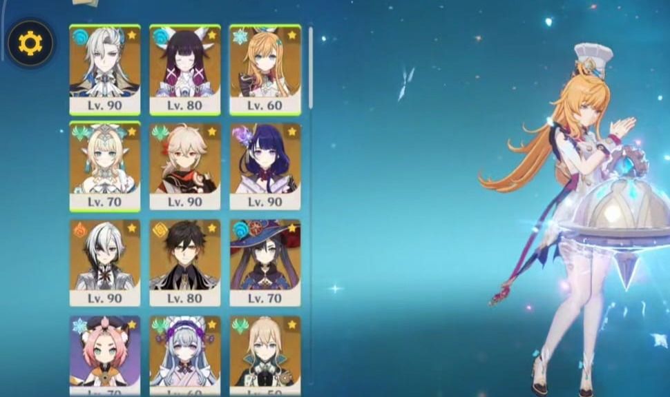 Conta Genshin com Vesna, Columbina, Scoffier, Neuvi, Zhongli