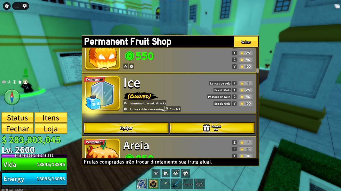 Conta Blox Fruit Dragon East Ingerida e Rumble, Buddha e Ice Compradas Robux