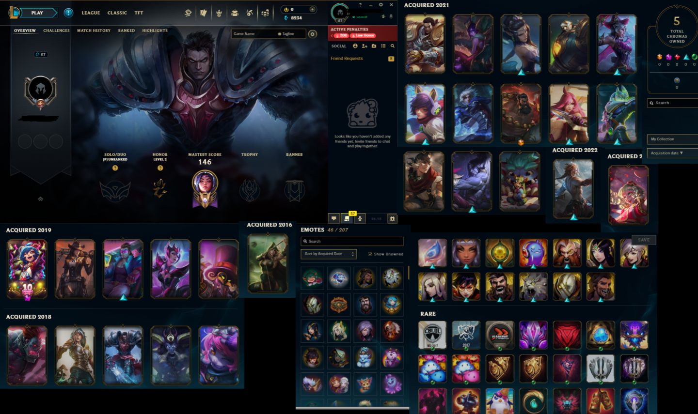 CONTA LV 87 | CRIADA EM 2016 | 26 SKINS | 1 ULTIMATE/MITICA