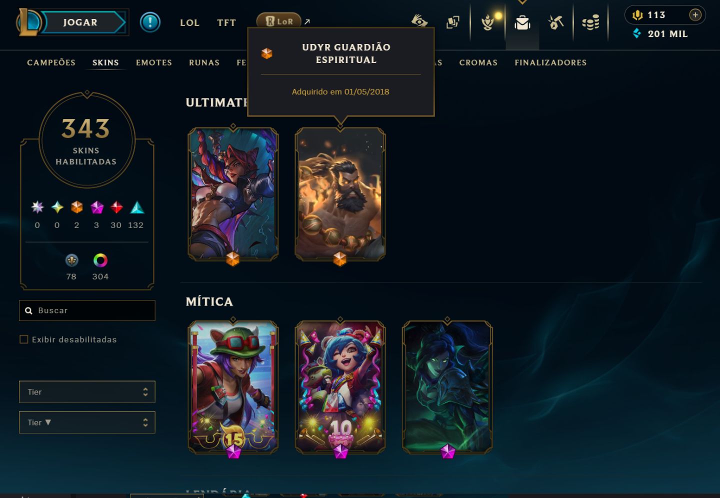 Conta LOL mestre 350 skins, iconis raros, skins raras. Conta com 12 anos de uso