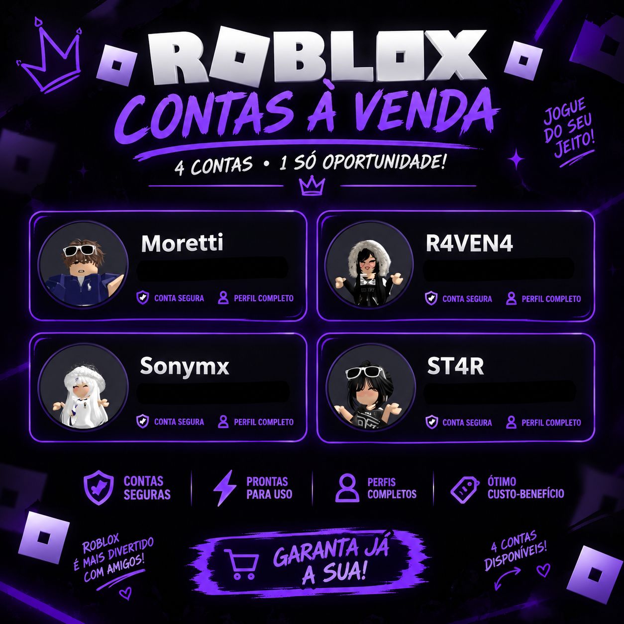 Contas Roblox a venda. Compra de forma conforme gastos.