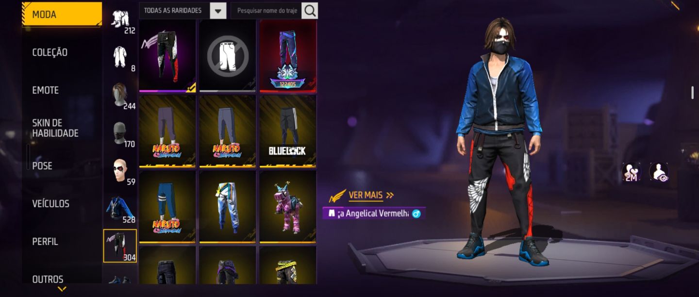 Conta de free fire com itens antigos, várias skins, contem vários passes.