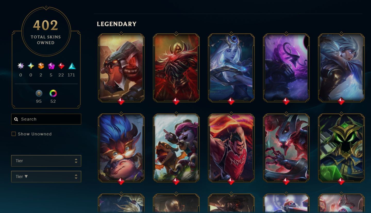 Conta League Of Legends, 402 skins +skins tft, emerald 3, Level 489