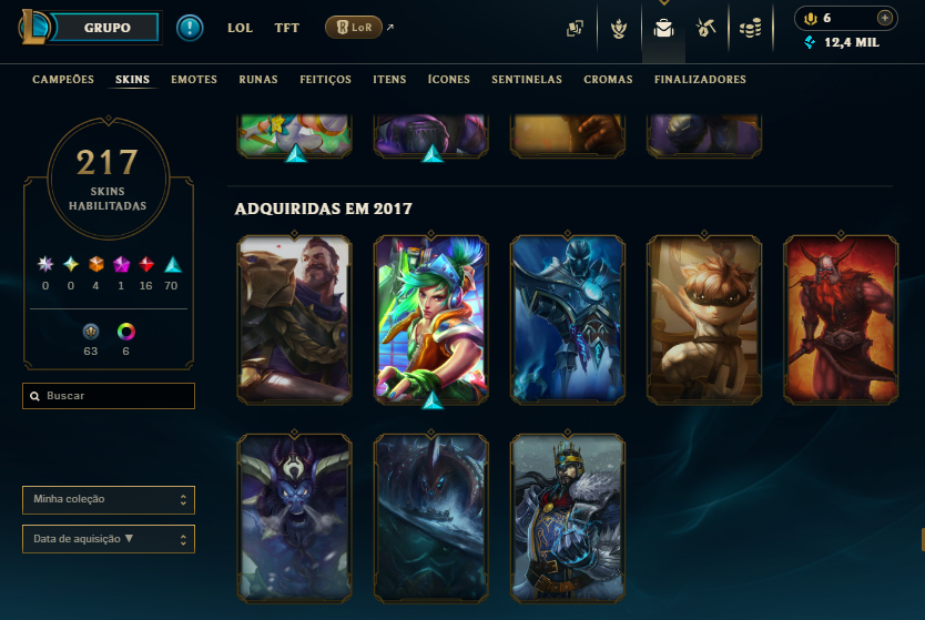 Conta LoL 217 Skins + All Champs | Gold/Esmeralda TFT | 2015