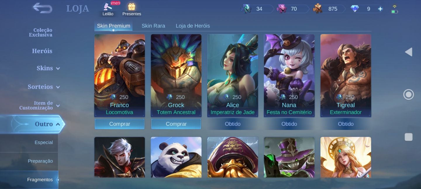 Conta mobile legends bang bang