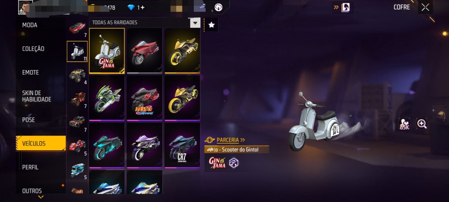 CONTA DE FREE FIRE COM 8 ANOS !/COM BASTANTE SKIN BONITAS, EVOLUTIVAS E RARAS !