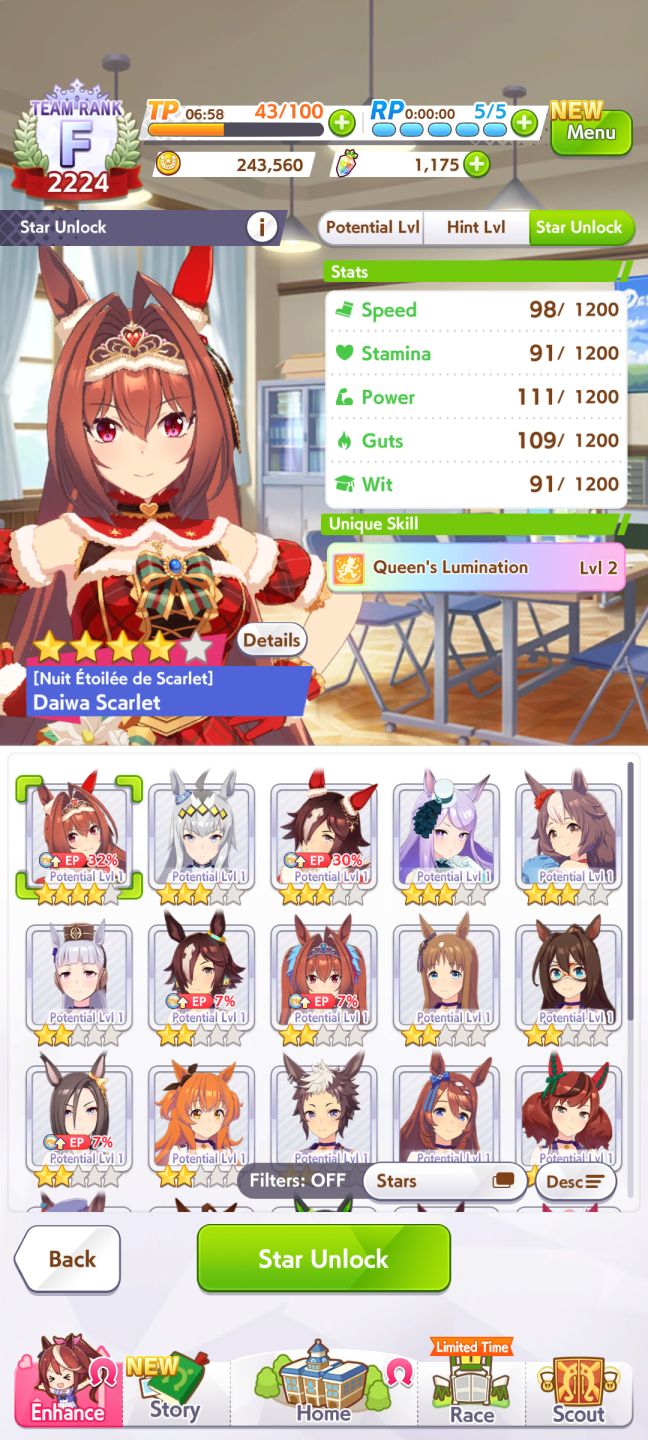 Uma Musume Global | Daiwa Scarlet 5 + 2 SSR | Conta Iniciante