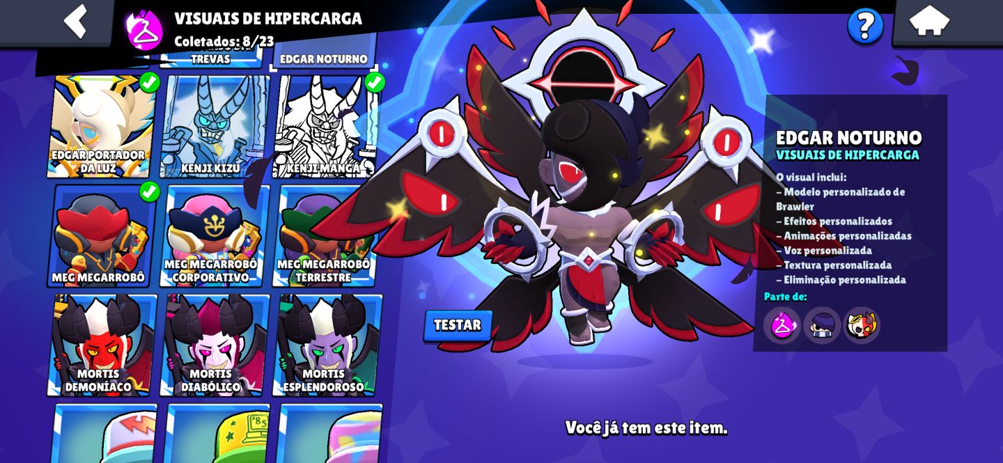 Conta de Braw Stars mestre com muitas skins lendárias e miticas
