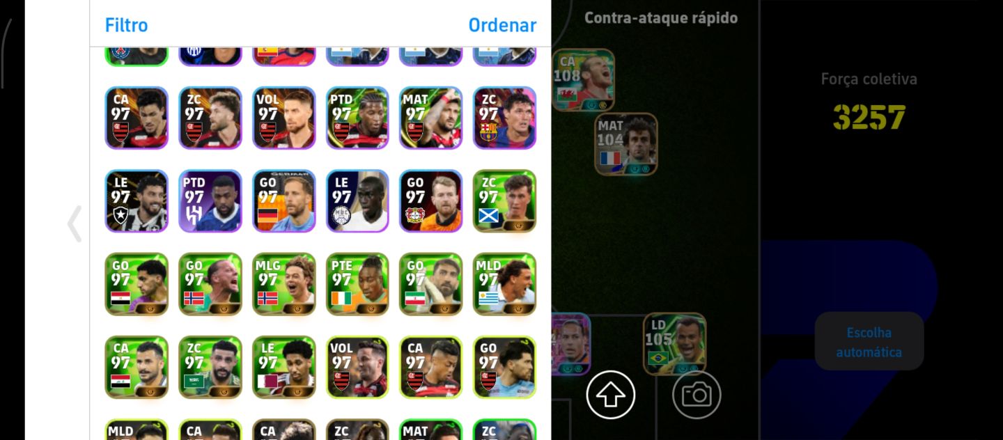 CONTA EFOOTBALL COM 3257 DE FORÇA COLETIVA FULL ATAQUE