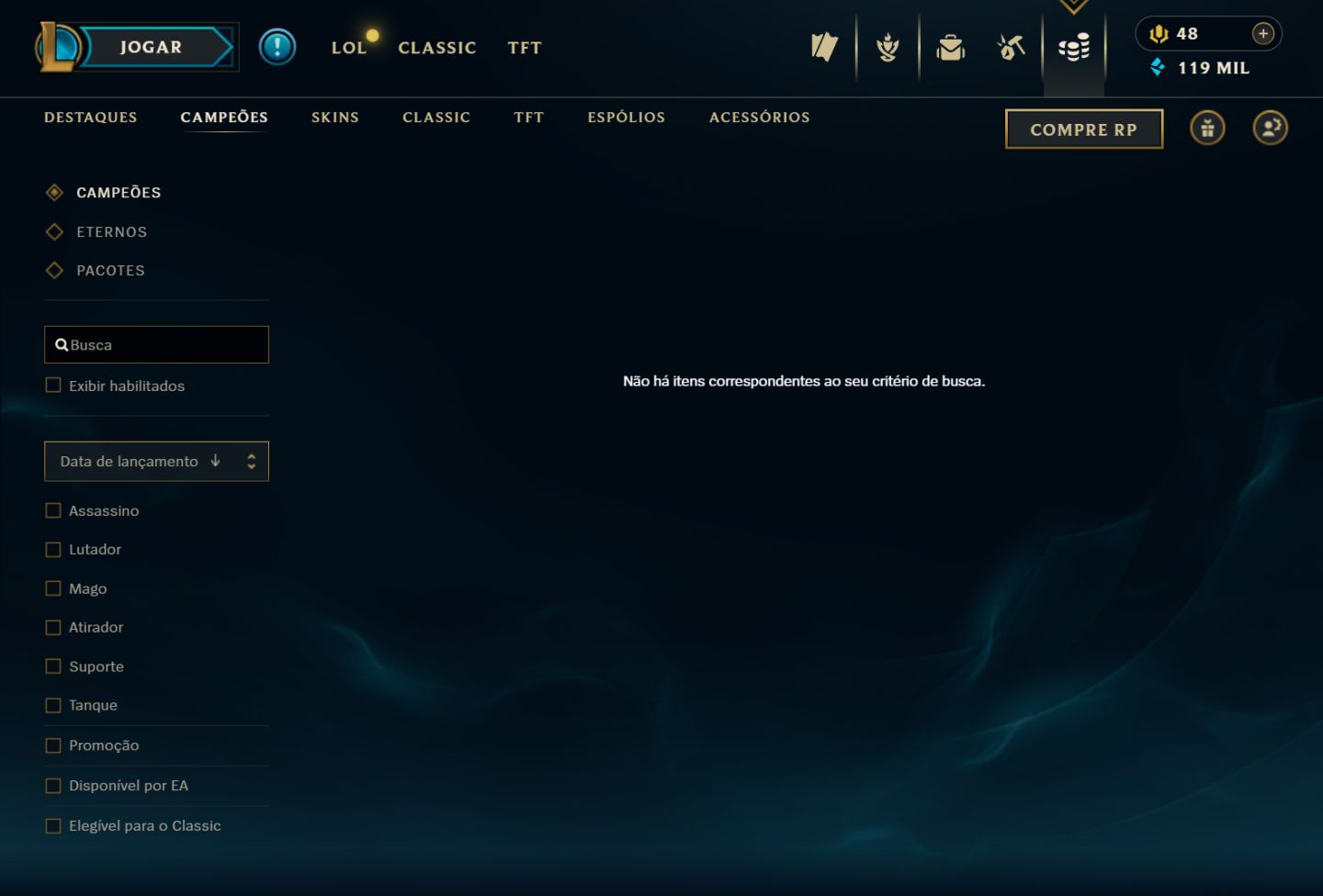 Conta LoL Mestre Full Champs 238 Skins, Ícones Antigos