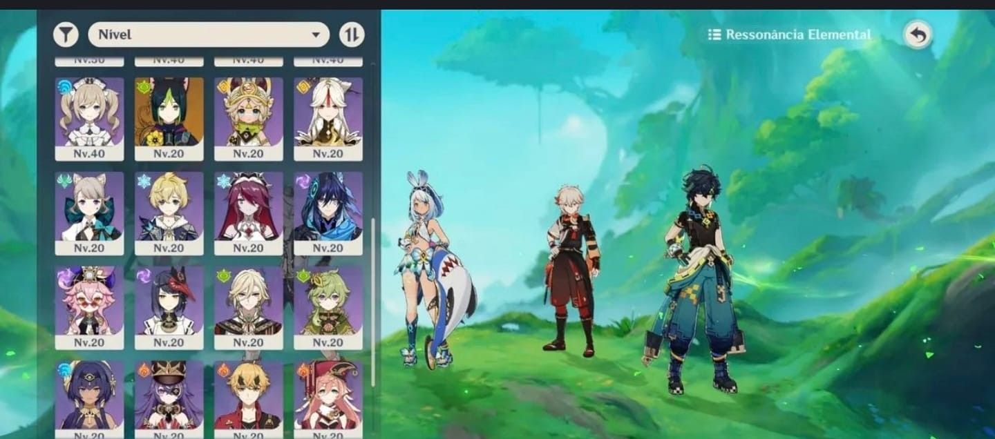 CONTA GENSHIN IMPACT (Mualani Lv90 + Kinich Lv80 + Kazuha Lv90 + Bennett C5)