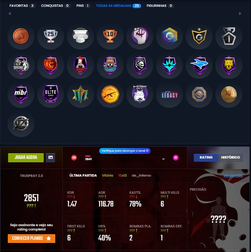 Conta Steam Principal CS2 | Lvl 20GC | 9 Faceit | Butterfly