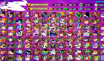 CONTA DE BRAWL STARS FULL | 103K DE TROFÉUS| 462 SKINS