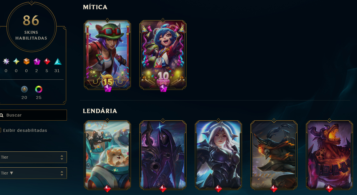 Conta lol esmeralda 4 80+ skins