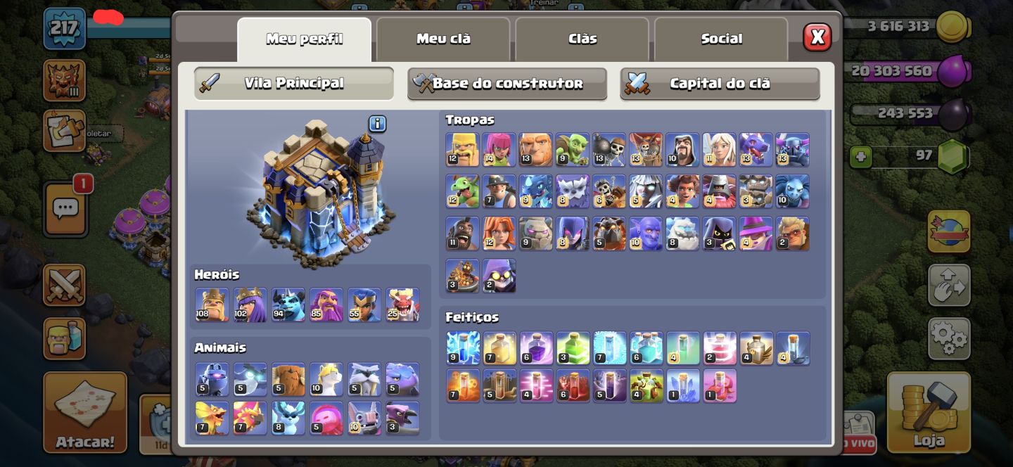 CV18 TOP Heróis 96% MAX | Nível 216 | 1.428 Estrelas de Guerra