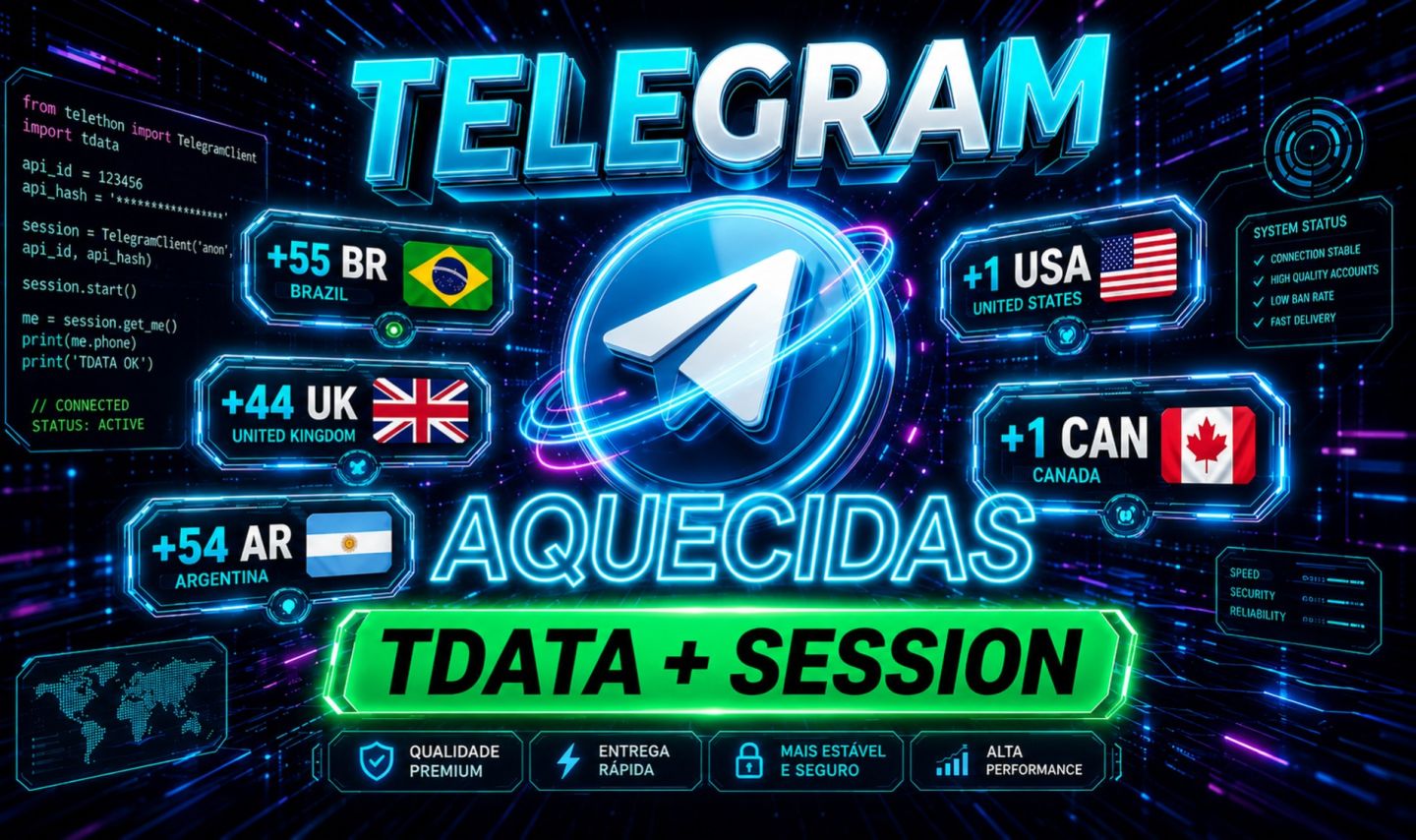 Telegram Global Aquecido e Antigas | BR, USA, UK, CAN, AR | Tdata + Session