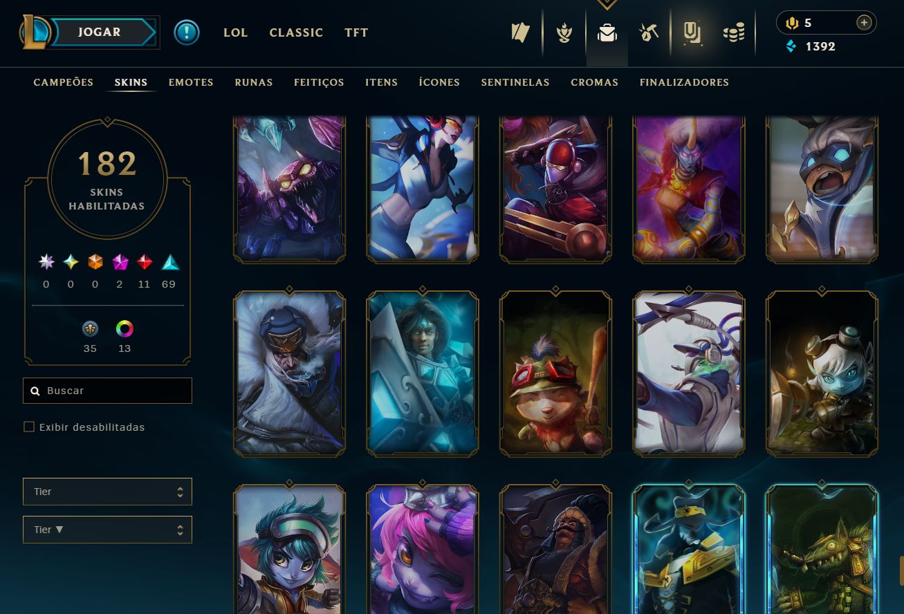 CONTA UNRANKED - 182 SKIN - FULL CHAMP + PREÇO BAIXISSIMO! - 100% SEGURA!