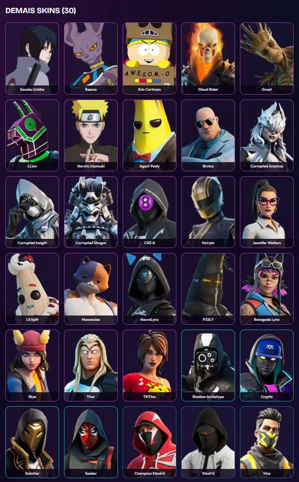 Conta fortnite com skins e itens raros