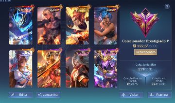 MLBB 313 Skins | Imortal 100 | KOF + Legend Gusion | Prestigiado V