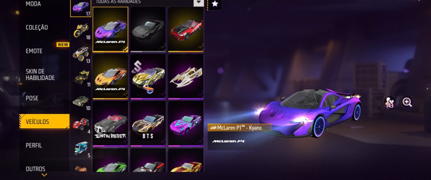 Conta de Free Fire com skins raras